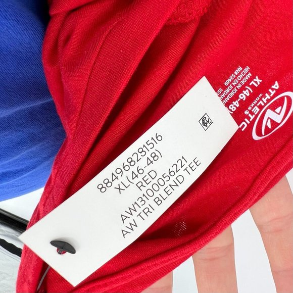 Mens Solid RED Active‎ T-Shirt ATHLETIC WORKS Short Sleeve Tri Blend - Picture 11 of 13